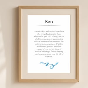 Son Definition Wall Art, Printable Gift for Son, Funny Boy Quote Print, Family Wall Decor, Son Birthday Gift from Parent, Digital Download