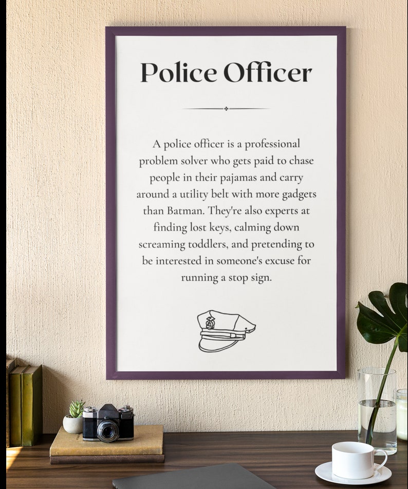 Police Officer Definition Printable Gift for Police Officer Police Graduation Law Enforcement