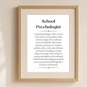 School Psychologist Definition Printable Wall Art – Gift for Mental Health Professionals | Minimalist Digital Download for Office Decor