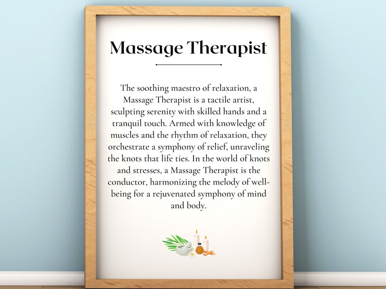 Massage Therapist Definition Printable Art, Digital Download for