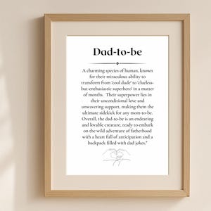 Dad to Be Definition Wall Art Printable – Funny Fatherhood Quote Gift, New Dad Digital Download, Baby Shower Gift for Expectant Dad