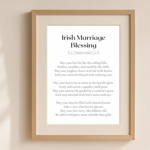Irish Marriage Blessing Wall Art, Celtic Wedding Gift Printable, Irish Heritage Quote, Romantic Digital Gift for Couple, Gaelic Home Decor