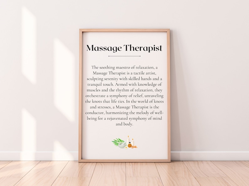 Massage Therapist Definition Printable Art, Digital Download for