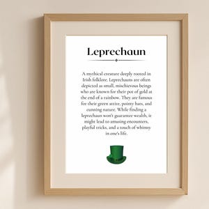 Leprechaun Definition Printable | Irish Folklore Decor | St. Patrick&#39;s Day Wall Art, Mythical Creature Illustration | DIGITAL DOWNLOAD