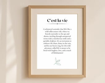 C’est La Vie Wall Art French Quote Printable, Whimsical Life Saying Poster, Elegant Language Gift, Francophile Decor, Parisian Home Download