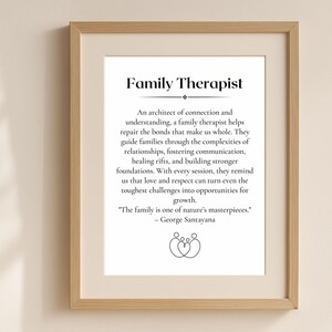 Family Therapist Print, Therapy Office Wall Art, Counseling Gift for Women, Therapist Definition, Mental Health Printable, Digital Download