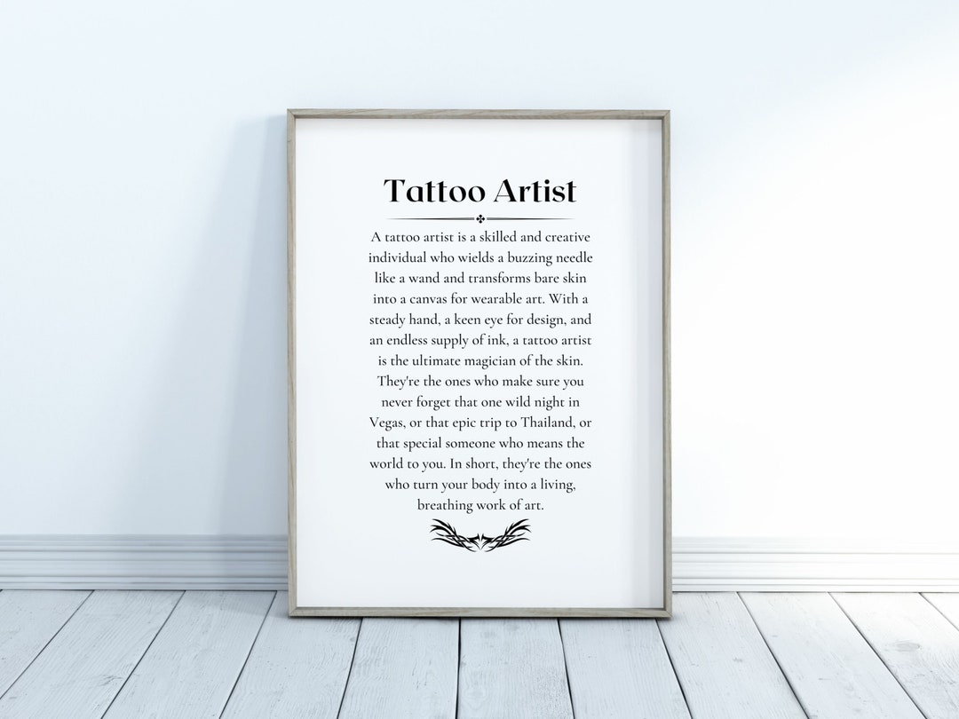Tattoo Artist Definition Printable | Tattoo Artist Thank You Gift ...
