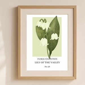 Lily of the Valley Wall Art, Botanical Print, Floral Collection No. 28, Minimalist Watercolor Flower, Soft Green Nature Decor