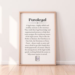 Paralegal Definition Printable | Gift Poster &amp; Wall Art | Legal ...