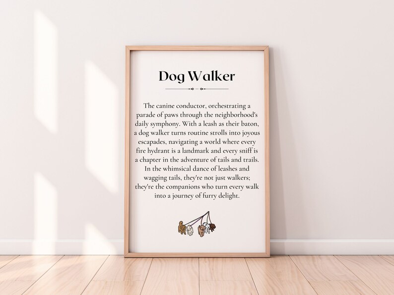Dog Walker Definition Printable Art Digital Download For Canine 