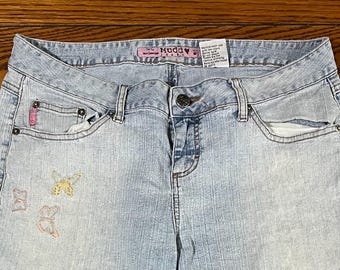 VTG Mudd Denim Cropped Blue Jeans Women’s Jr. 13 Stretch Embroidered Butterflies
