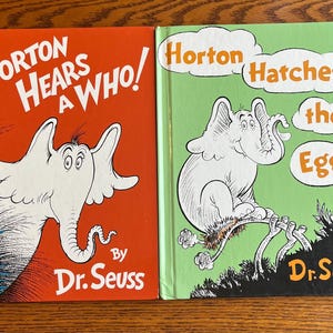 Horton Hört Ein Huhu! & Horton Hatches ein Ei Dr. Seuss Vtg HK Grolier Book Club