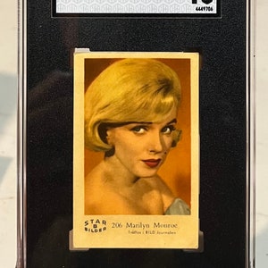 1962 Tarjeta de pistola holandesa Star Bilder B #206 Marilyn Monroe SGC 4 Vg-Ex ¡¡RARE!!