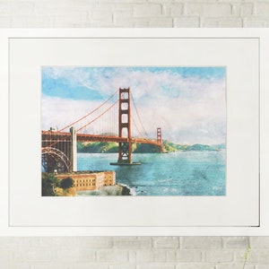 Golden Gate Bridge, San Francisco, USA, Nature Landscape, Watercolor Digital Print, Instant Download, Printable Wall Art, Wall Decor Poster