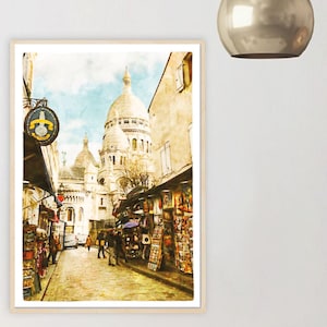 Paris, Montmartre Street, France, Watercolor, Digital Print, Instant Download, Printable Wall Art, Wall Decor Poster