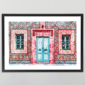 Tunisia Door Watercolor Digital Print Instant Download Printable Wall Art Poster