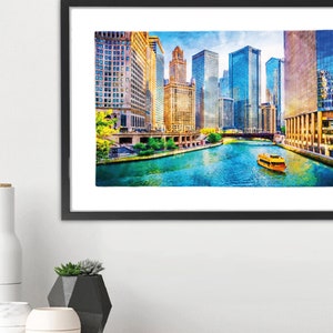 Chicago Skyline, Illinois, USA, Watercolor, Digital Print, Instant Download, Printable Wall Art, Wall Decor Poster