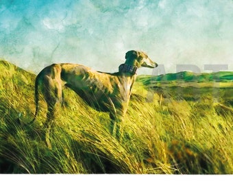 Galgo Galgo Perro Perro Acuarela Impresión Digital Descarga Instantánea Imprimible Pared Arte Pared Decoración Animal Cartel