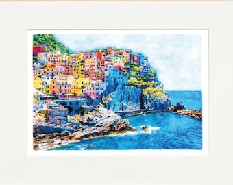 Cinque Terre Italy Wall Art – Colorful Coastal Village Print, Cliffside Architecture, Mediterranean Sea Travel Decor Gift, Instant Download