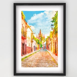 San Miguel de Allende Guanajuato, Mexico Watercolor, Digital Print, Instant Download, Printable Wall Art, Wall Decor Poster, Travel gift