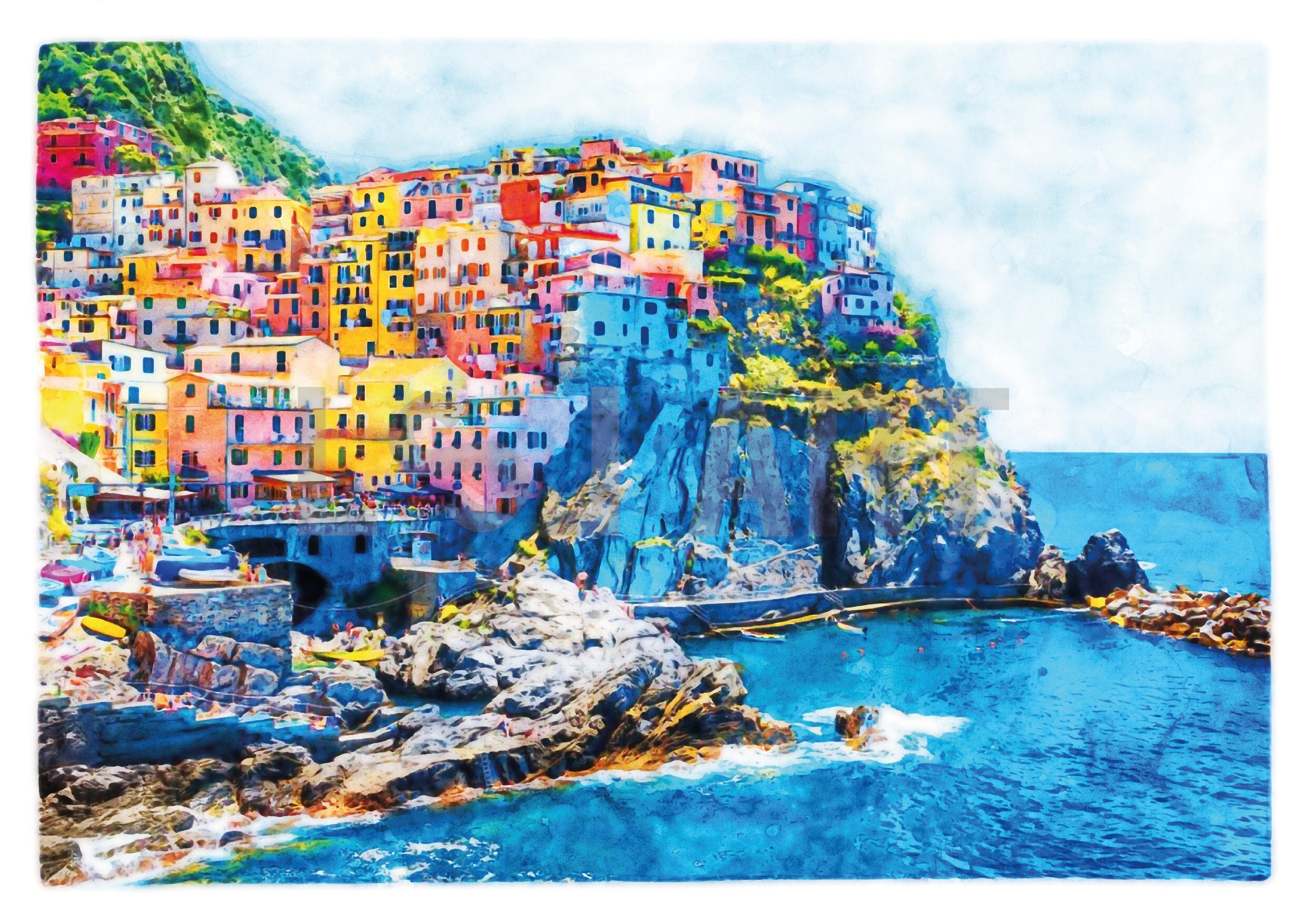 Cinque Terre Italy Wall Art – Colorful Coastal Village Print, Cliffside ...
