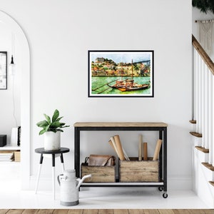 Capture the charm of Porto's Ribeira district with this printable watercolor art. Showcasing the iconic colorful facades along the Douro River and the historic atmosphere of this UNESCO World Heritage Site, this digital wall art adds a touch of Portuguese elegance to your home or office. As an instant download, it’s easy to print and display, celebrating the beauty and culture of Porto in a unique and artistic way