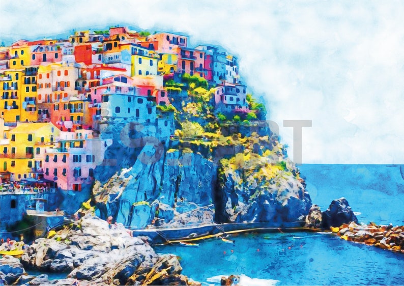 Cinque Terre Italy Wall Art – Colorful Coastal Village Print, Cliffside ...