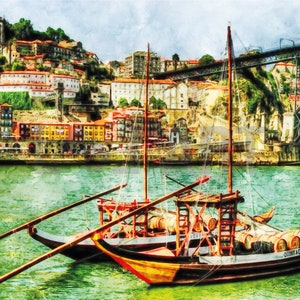 Capture the charm of Porto's Ribeira district with this printable watercolor art. Showcasing the iconic colorful facades along the Douro River and the historic atmosphere of this UNESCO World Heritage Site, this digital wall art adds a touch of Portuguese elegance to your home or office. As an instant download, it’s easy to print and display, celebrating the beauty and culture of Porto in a unique and artistic way