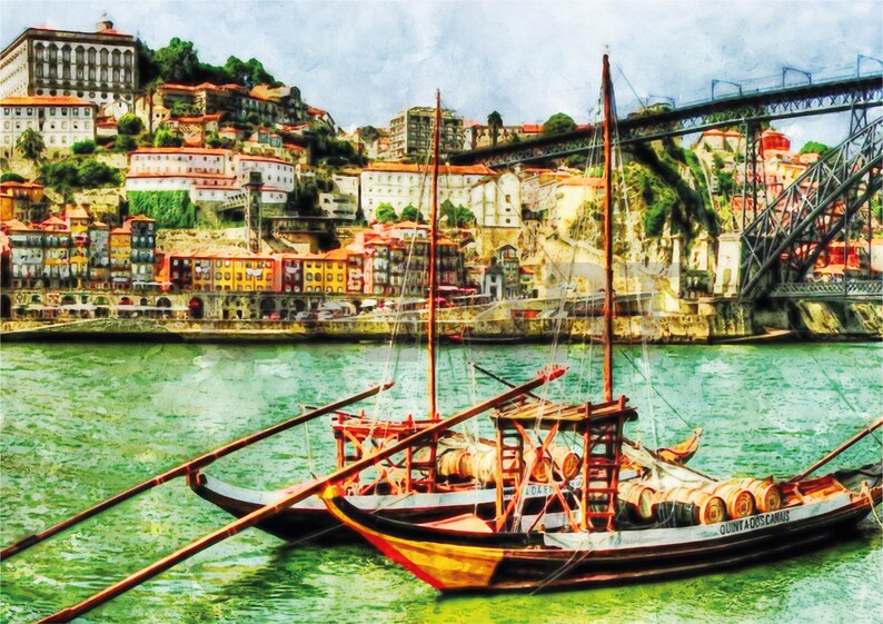 Capture the charm of Porto's Ribeira district with this printable watercolor art. Showcasing the iconic colorful facades along the Douro River and the historic atmosphere of this UNESCO World Heritage Site, this digital wall art adds a touch of Portuguese elegance to your home or office. As an instant download, it’s easy to print and display, celebrating the beauty and culture of Porto in a unique and artistic way