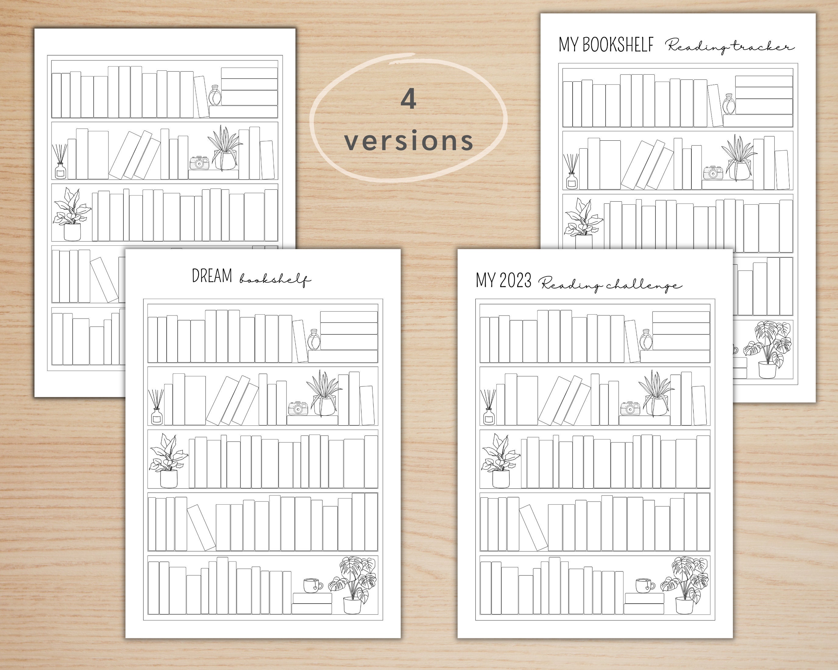 Bookshelf Reading Tracker Printable Bullet Journal Planner Insert ...