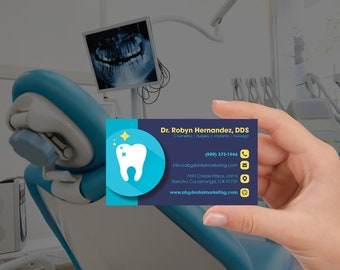 Navy and Light Blue Dental Business Cards | Canva Business Card Template | Editable Business Card Template | Modern Business Card Template