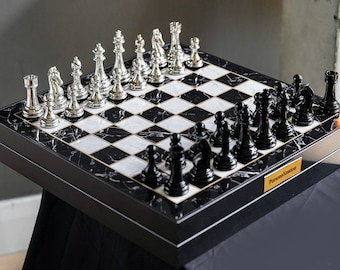 Luxus Metall Schach Set Mann Jubiläum Geschenke, handgefertigtes Schachbrett mit Stücken, Geschenk für ihn Freund, Housewarming Geschenk für die Familie