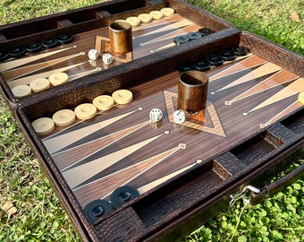 Ensemble de backgammon en cuir personnalisé, cadeau de vacances fait main pour mari, meilleure idée cadeau pour petit ami, cadeau de luxe pour l'anniversaire d'un patron