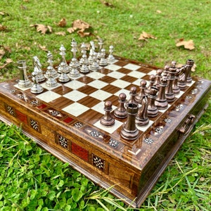 Handmade Luxury Chess Set, Birthday Gift for Son, Gift for Game Lover, Newlywed Gift for Fiance, Best Gift Idea for Coach, Gift for Him