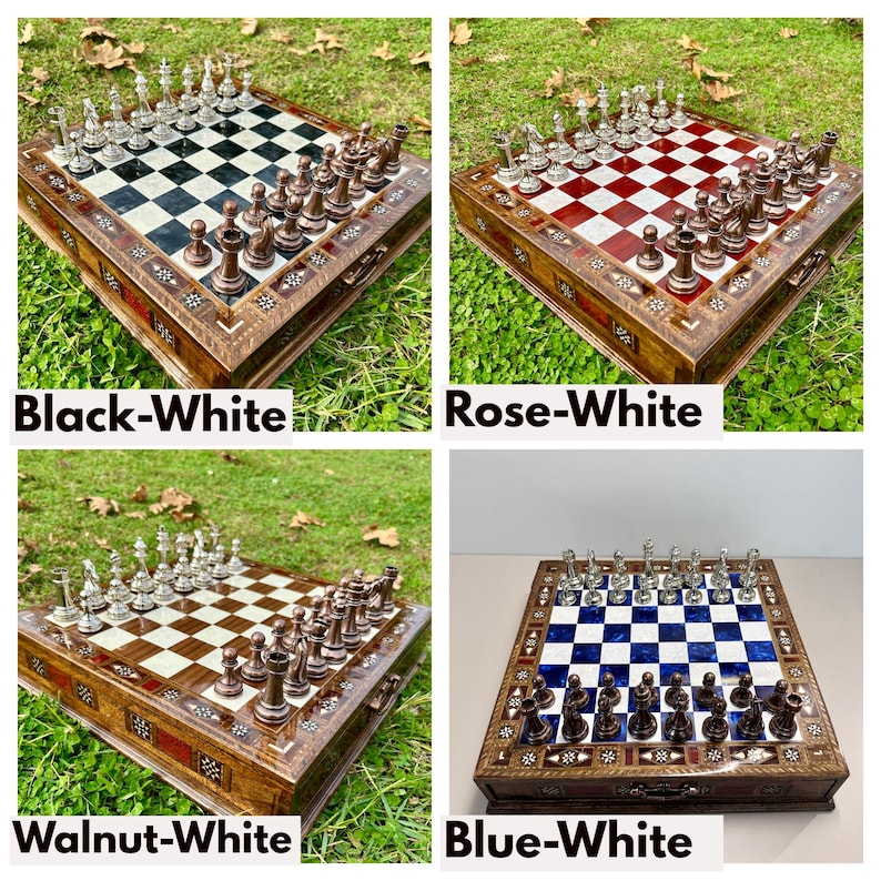 Luxury Handmade Chess Set Birthday Gift Son, Personalized Wooden Chess ...