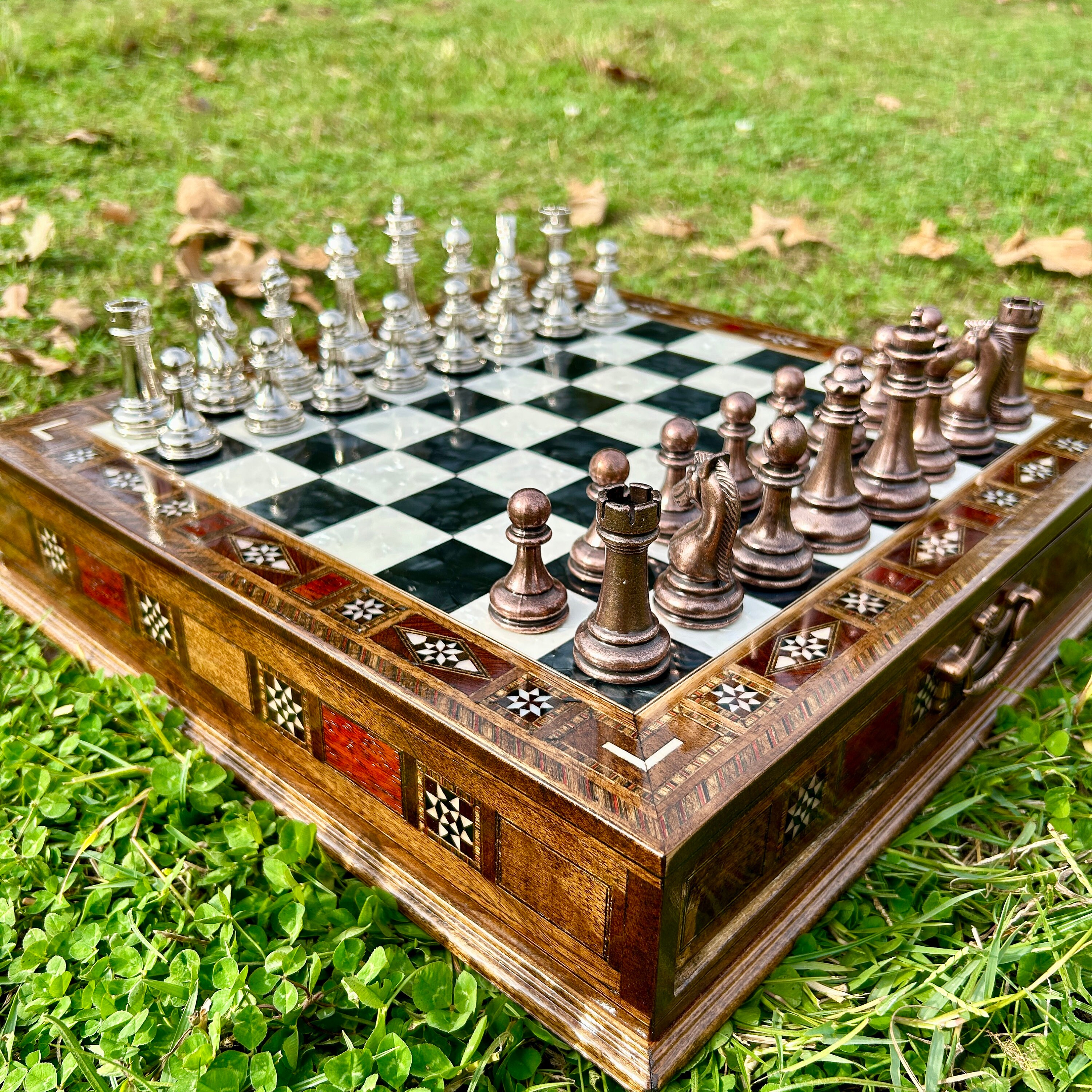 Handmade Large Luxury Chess Set, Man Birthday Gift, Personalized Wooden ...
