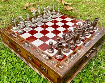 Wooden Handmade Chess Set | Chess Board | Luxury Chess Set | Chessboards | Soviet Chess Piece Best Gift For Chess Players and Chess Masters