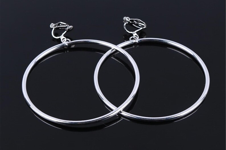 Round Clip on Earrings No Pierced Ear Clip Metal Simple Big Etsy