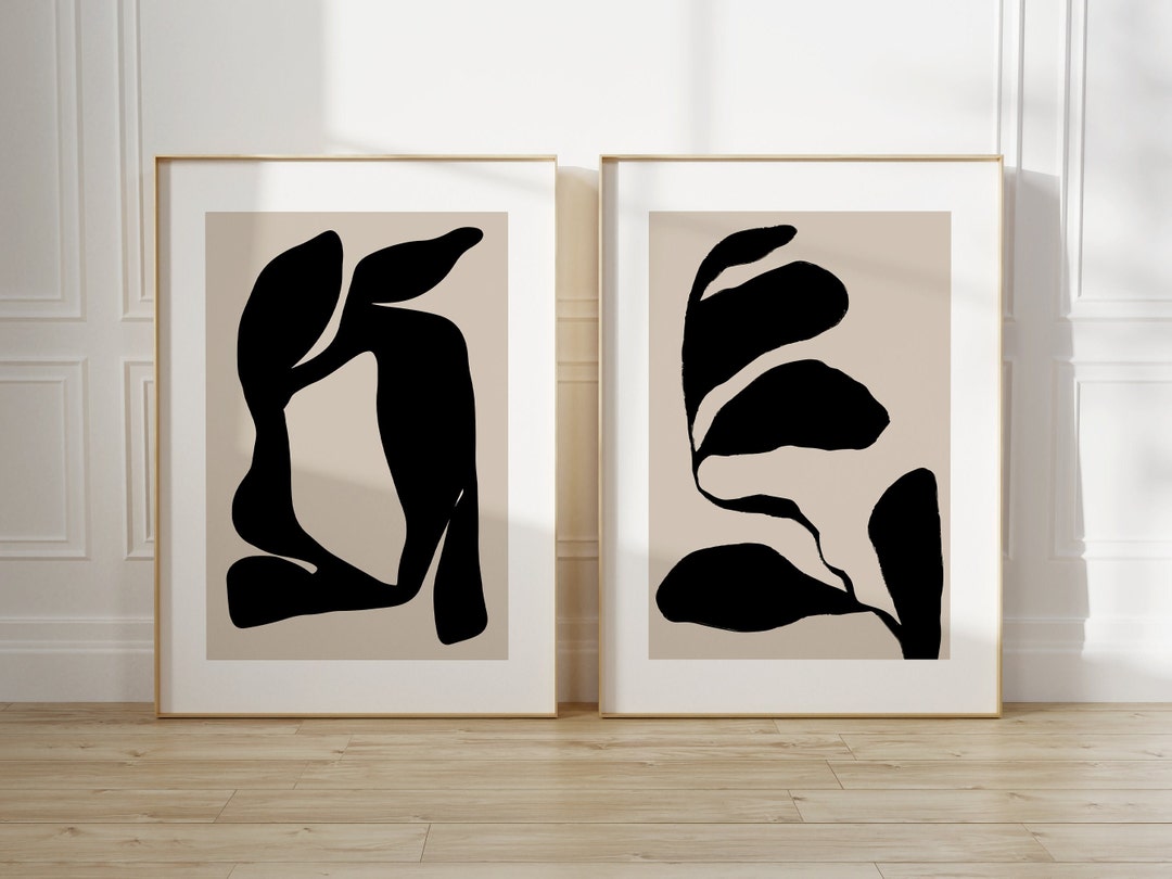 2 Piece Art Prints Set, Abstract Wall Art, Minimalist Bedroom Wall Art ...