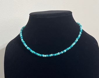 Teal and Blue Bead Necklace