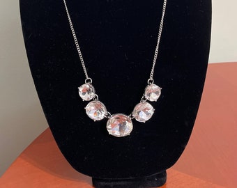 Silver Chain Necklace with Cubic Zirconia