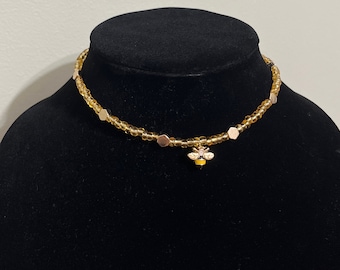Honeycomb and Bee Beaded Choker