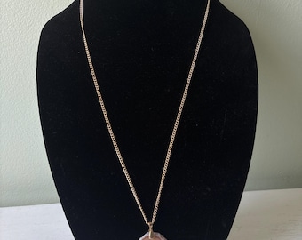Gold Chain Necklace with Brown Gemstone