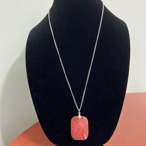 Silver Chain Necklace with Red Quartz Stone