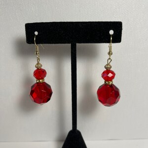 Elegant Red Sparkle Bead Drop Earrings