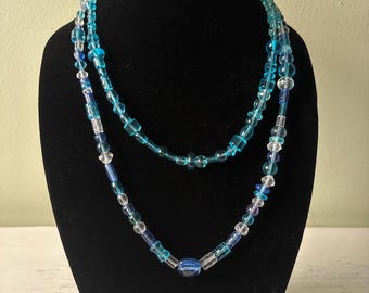 Mixed Blue Beaded Necklace