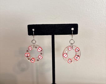 Apple Slices Resin Open Circle Earrings