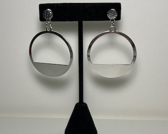 Filled Open Circle Drop Earrings