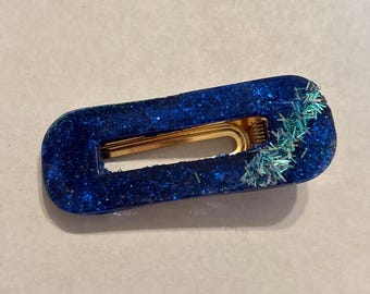 Gold and Blue Resin Barrette