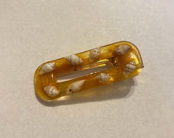 Gold Color Sand and Seashell Resin Barrette
